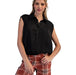 Women's Black Button Sleeveless Blouse