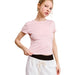Women's Baby Pink Solid Knit Short Sleeve Tee Shirt