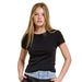 Women's Black Solid Knit Short Sleeve Tee Shirt