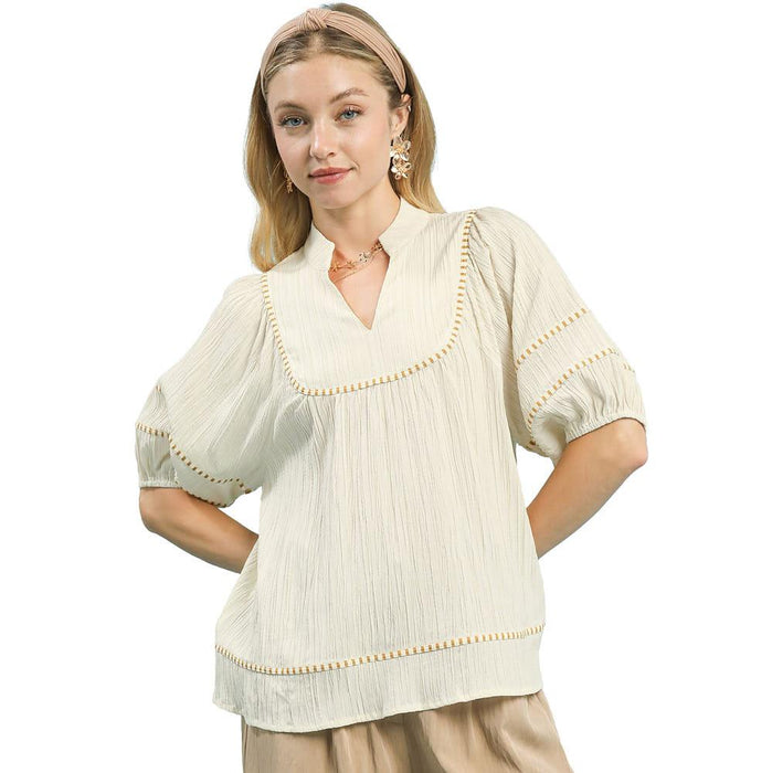 Women's Ecru Textured Top