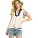 Women's Oatmeal Linen Ruffle Top