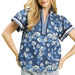 Women's Denim Blue Mixed Media Top