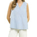Women's Blue Mixed Stripe Sleeveless Top