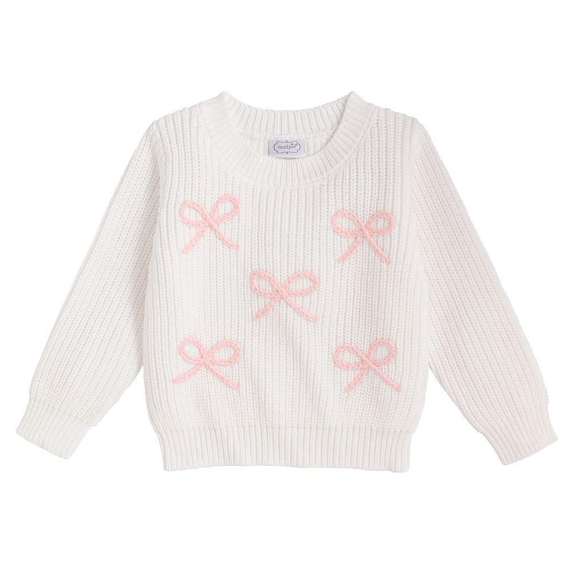 Girl's White Bow Sweater