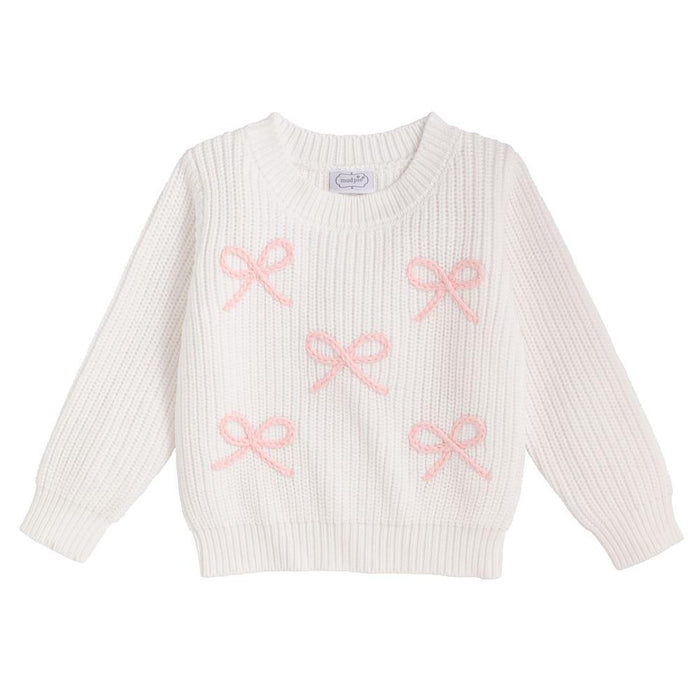 Girl's White Bow Sweater