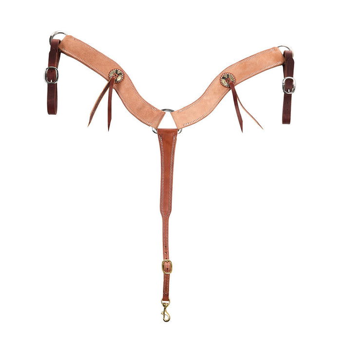 Natural Roughout Slotted Bar Concho Breast Collar