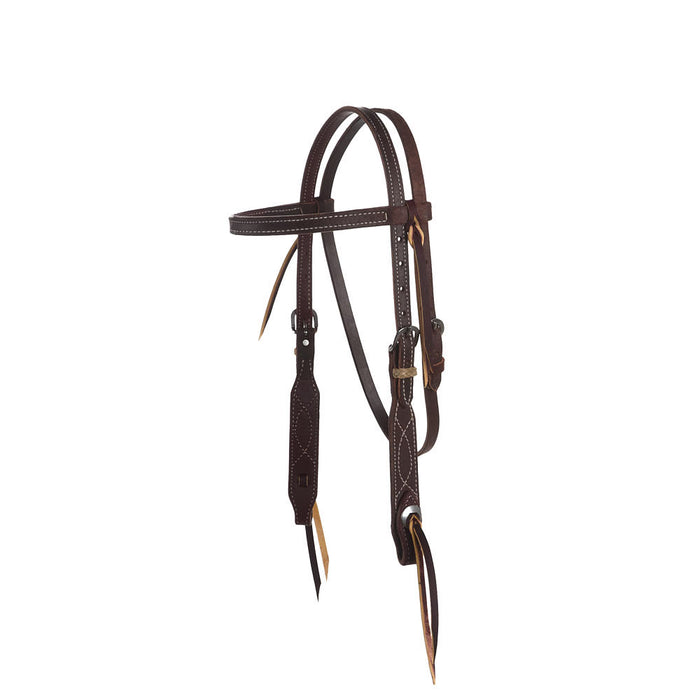 3/4in Indian Tan Chocolate Roughout Rawhide Browband Headstall