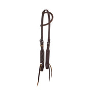 3/4in Indian Tan Chocolate Roughout Rawhide Single Ear Headstall