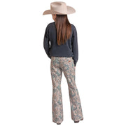 Girl's Camo Print Flare Jeans