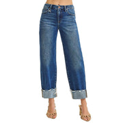 Women's Medium High Rise Crop Cuffed Jeans