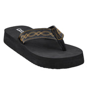 Women's Black Overboard Stitched Sandal