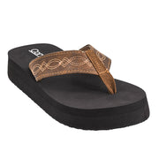 Women's Brown Overboard Saddle Stitched Sandal