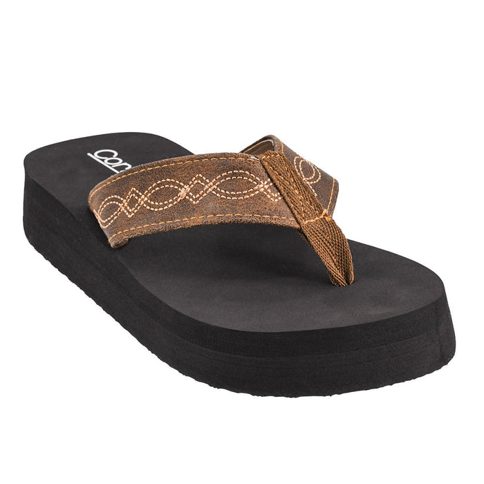 Women's Brown Overboard Saddle Stitched Sandal