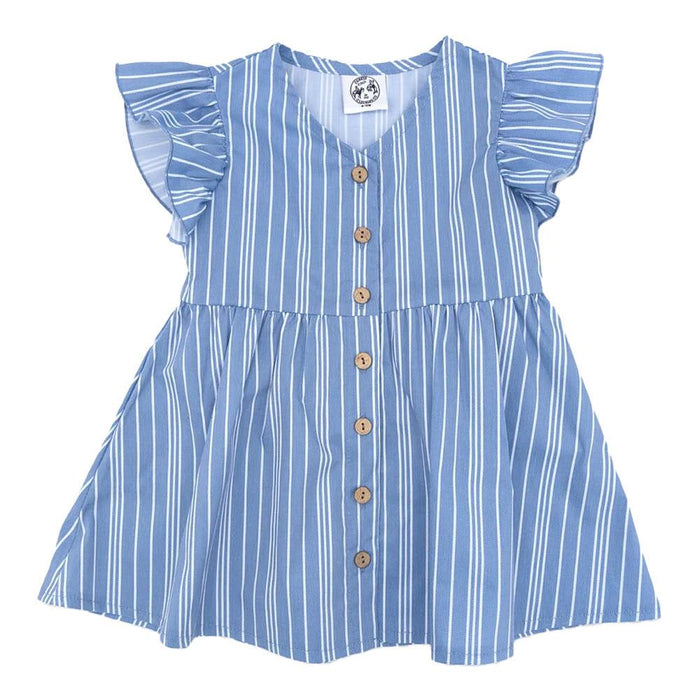 Girl's Vintage Blue Stripe Flutter Dress
