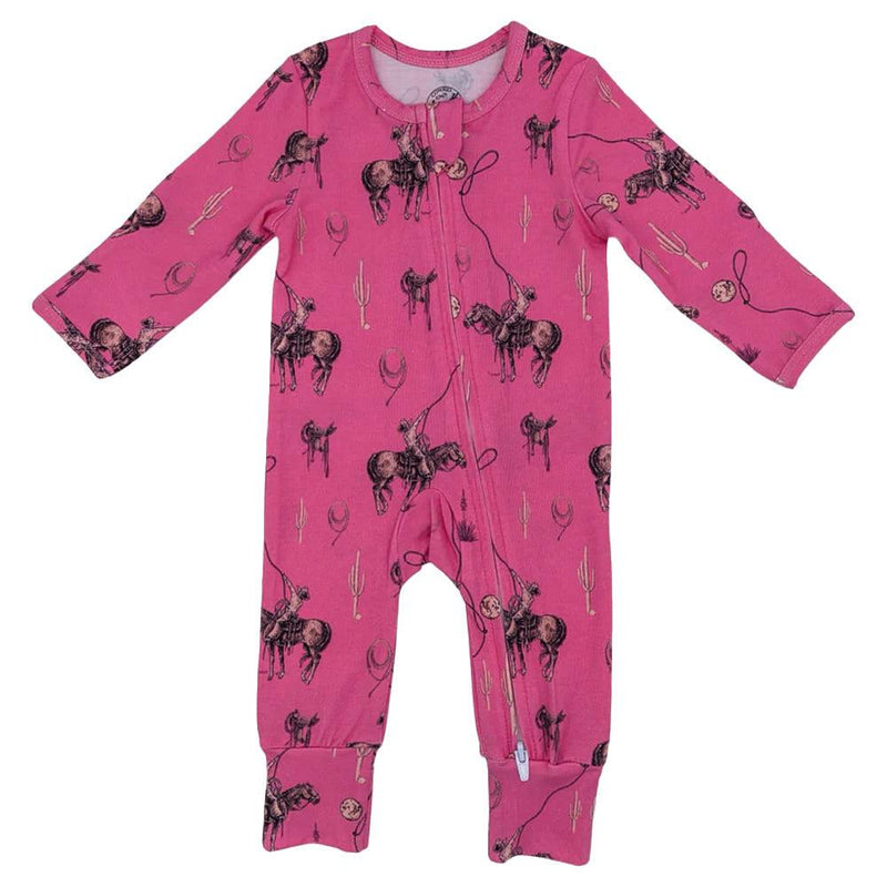 Girl's Pink Rope The Moon Folding Feet Onesie