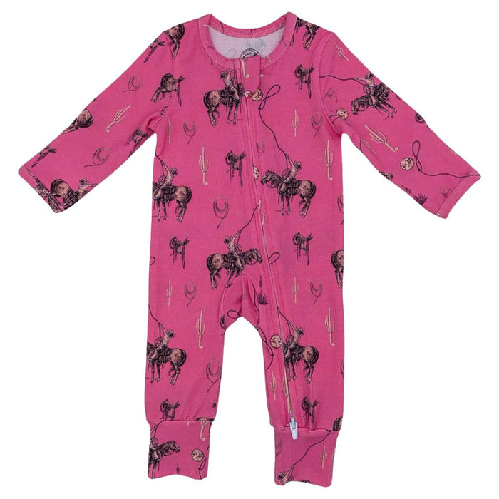 Girl's Pink Rope The Moon Folding Feet Onesie