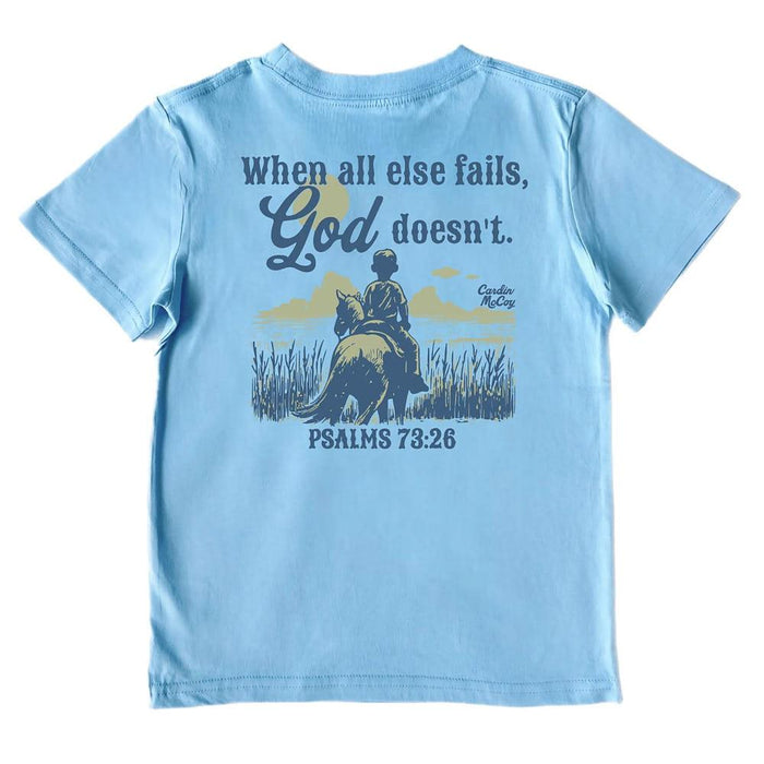 Boy's Light Blue God Doesn't Short Sleeve Tee Shirt