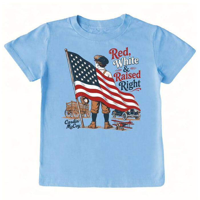 Boy's Blue Red, White, & Raised Right Tee Shirt