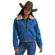 Women's Retro Denim Bomber Jacket