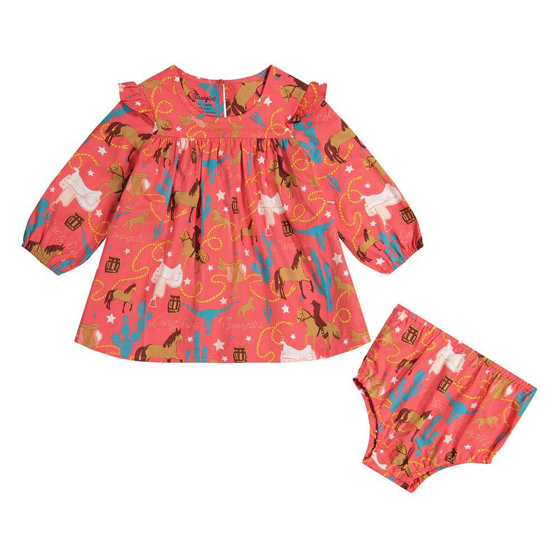 Infant Pink Western Print Dress