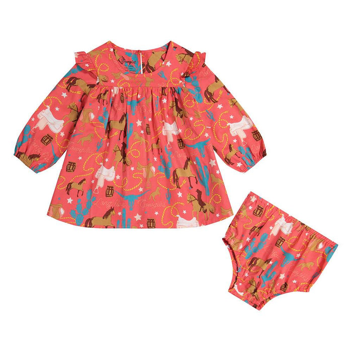 Infant Pink Western Print Dress