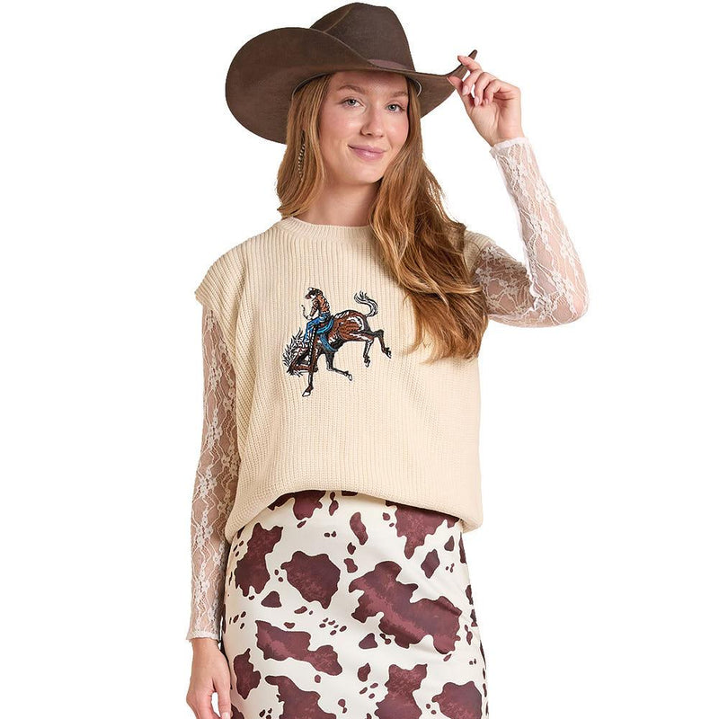 Women's Natural Embroidered Vest