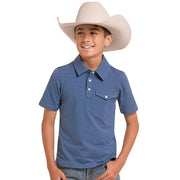 Boy's Blue Melange Polo