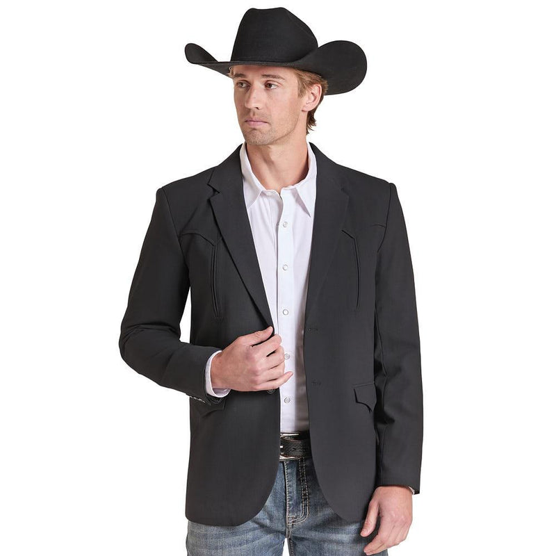 Men's Black Satin Rib Sports Coat