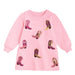 Girl's Pink Sequin Boot Sweatshirt Dress