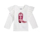Girl's Ivory Sequin Boot Tee Shirt