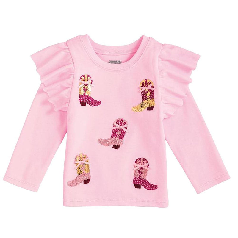 Girl's Pink Sequin Boot Tee Shirt