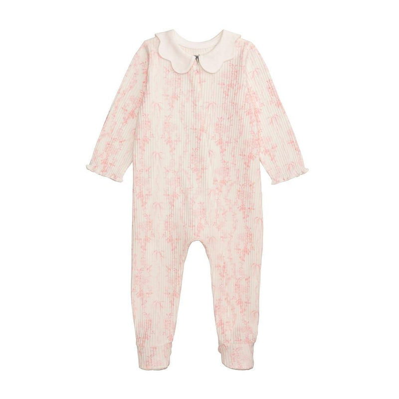 Girl's White Pink Floral Sleeper