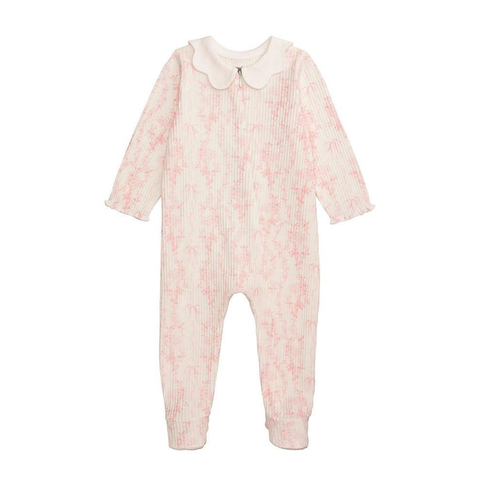 Girl's White Pink Floral Sleeper