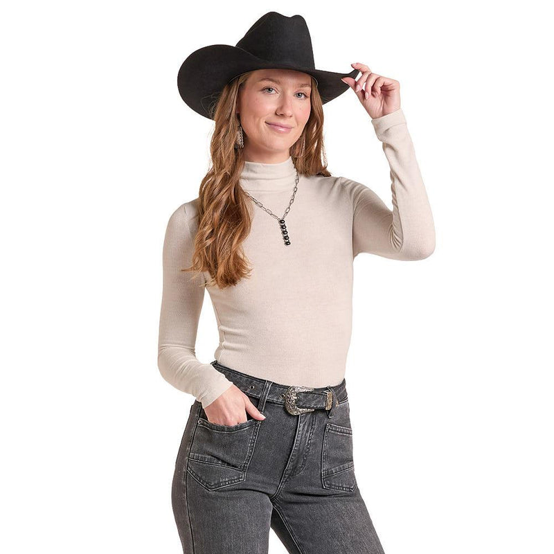 Women's Natural Lurex Turtleneck Top