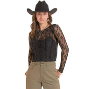 Women's Black Lace Mesh Top