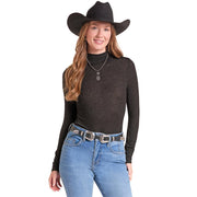 Women's Black Lurex Turtleneck Top