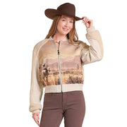Women's Cowgirl Print Bomber Jacket