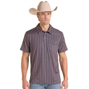 Men's Charcoal Striped Polo