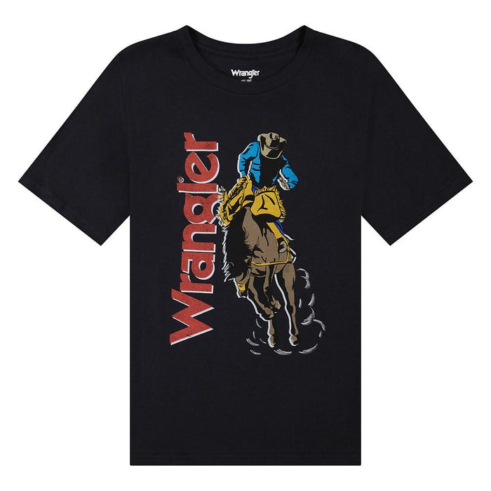Boy's Bucking Horse Black Tee Shirt