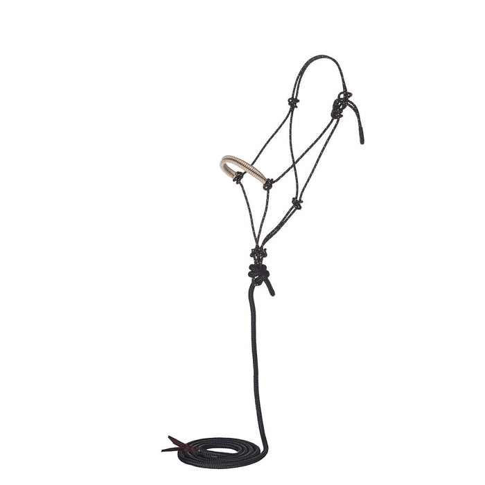 Black Tracer Tan Paracord Noseband Rope Halter with Attached 10ft Lead
