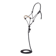 Solid Black Tan Paracord Noseband Rope Halter with Attached 10ft Lead