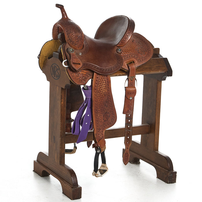 Used 13.5in 3/4 Breed Floral and Diamond Stamp Barrel Saddles