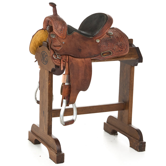 Used 13in Basket and Floral Combo Tooled Barrel Saddle