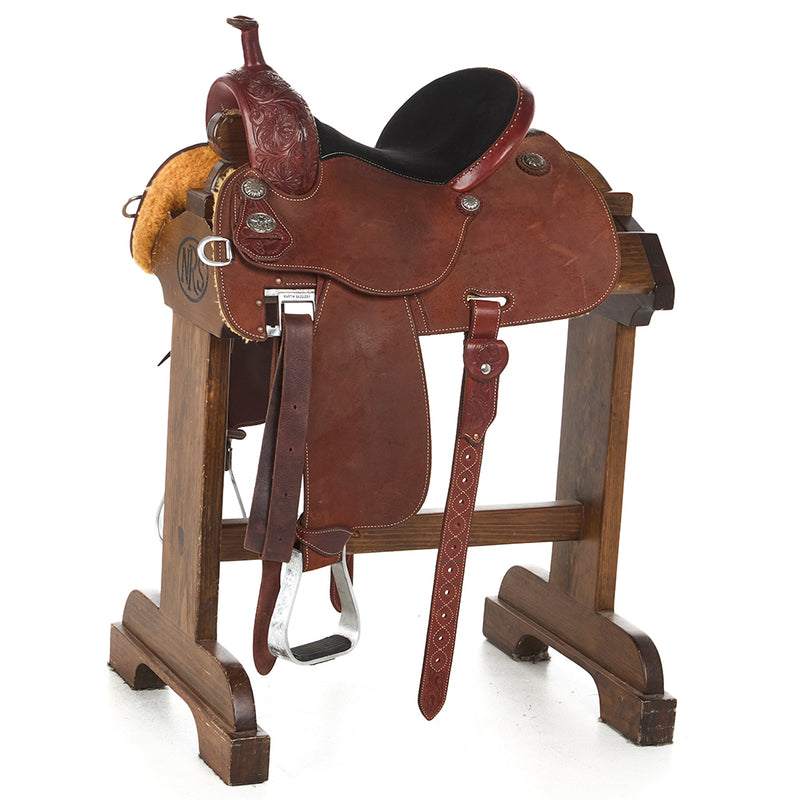 Used 14in Crown C 1/8 Breed Floral Barrel Tooled Saddle