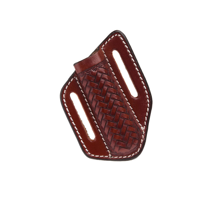Circle SH Cutlery Trapper Knife Sheath Brown Basket Stamp