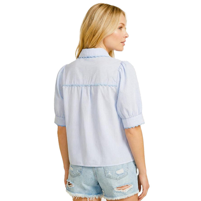 Staccato Women's Baby Blue Puff Sleeve Blouse