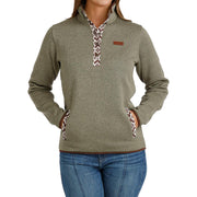 Women's Olive Southwest Trim Pullover