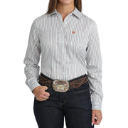 Women's White Striped Long Sleeve Shirt