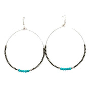 Navajo Pearl with Green Turquoise Dangle Hoops