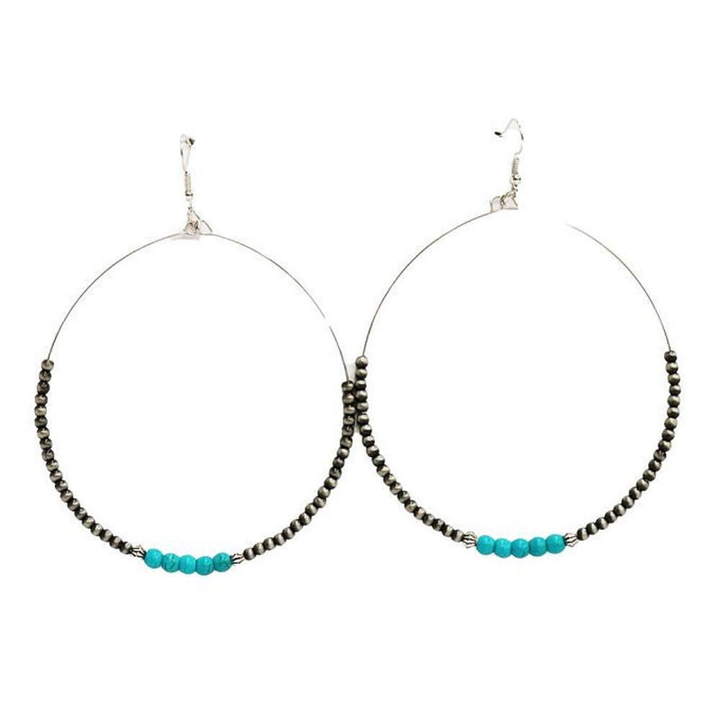 Navajo Pearl with Green Turquoise Dangle Hoops